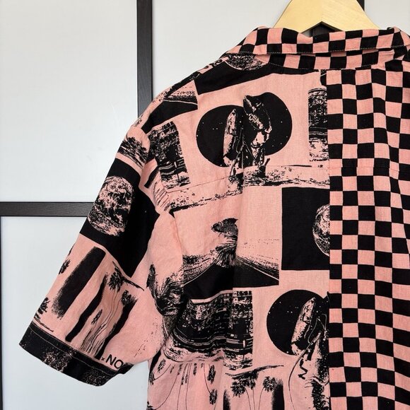 Collusion Women’s OVERSIZED FIT Shirt Checkered Size Small Pink Black Boxy - Picture 3 of 15